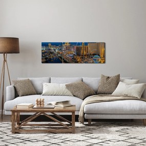 Obraz nočného Las Vegas (s hodinami) (90x30 cm)