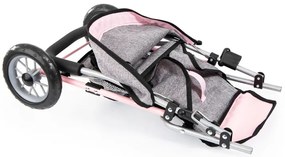 Bayer Design Kočík pre bábiky dvojičky Duo (sivá/bledoružová)  (100355100)