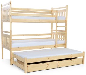 Wilsondo Poschodová posteľ s prístelkou Petra 5 - prírodná Rozmer: 180x80