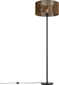 Stojacia lampa čierna s hnedým tienidlom z papierového lana 50/50/25 - Simplo