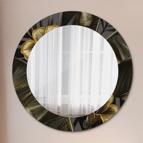 Okrúhle ozdobné zrkadlo na stenu Hibiscus kvety fi 60 cm