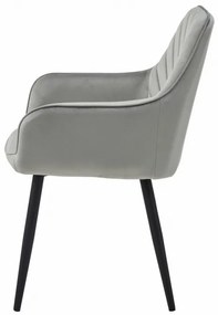 Set dvoch jedálenských stoličiek NANA zamatové, strieborné / sivé (čierne nohy) 2 ks