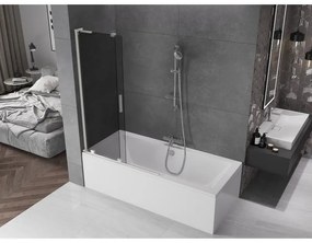 Mexen Velar L, 2-krídlová posuvná vaňová zástena 110 x 150 cm, 8mm šedé sklo, brúsená oceľ, 896-110-003-41-97