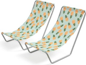 Sada 2 ks skladacích plážových lehátok SAND PINEAPPLE, farebné