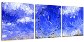 Obraz - Olejomaľba, Zlaté pole (s hodinami) (90x30 cm)