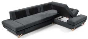 Rozkladacia rohová čalúnená sedacia súprava AVESTA, pravá, s úložným priestorom do tvaru L, antracit