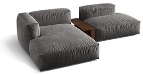 Sivá zamatová modulárna rohová pohovka (ľavý roh/s leňoškou) Martina – Micadoni