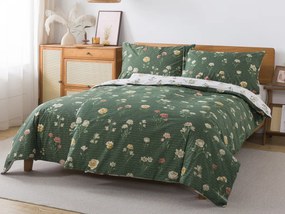 XPOSE® Bavlnené Renforcé obliečky LESNÁ BOTANIKA DUO - biele/tmavo zelené