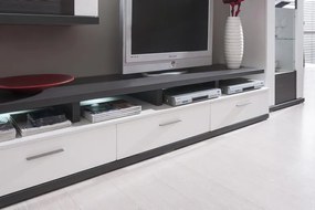 Obývacia stena Caracas kombi 333, grafit/biely lesk, s osvetlením