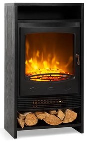 Klarstein Bergamo, elektrický krb, 900/1800 W, termostat, drevený vzhľad, čierny