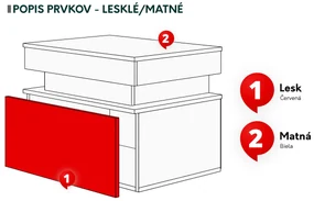 Nočný stolík Lestirola 1S, Farba: biela / biely lesk