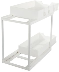 VERK GROUP Výsuvná polička s 2 zásuvkami, biely plast 36 x 40 x 22 cm SEAS