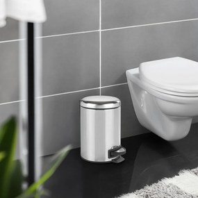 Pedálový odpadkový kôš v striebornej farbe Wenko Leman Shiny, 3 l
