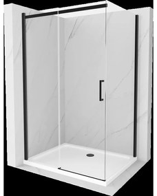 Mexen Omega sprchová kabína, posuvné dvere 130 x 80 cm, transparentnéné, čierna + závesný bidet Flat, biela