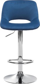 Barová stolička Camden - zamat, chróm rám - Modrá