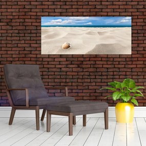 Obraz - Mušle na pláži (120x50 cm)