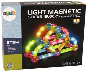 Lean Toys Svietiace magnetické bloky - 52 prvkov