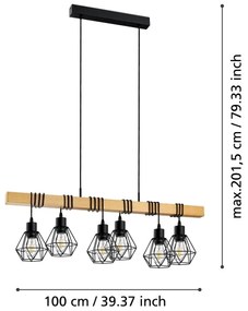 Eglo 44076 - Závesný luster na lanku TOWNSHEND 6xE27/60W/230V