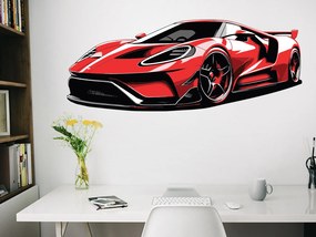 Červený športiak textilní prelepiteľná nálepka na stenu hárok 47 x 18 cm