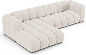 Krémovobiela ženilková rohová pohovka (ľavý roh/s leňoškou) Lupine – Micadoni