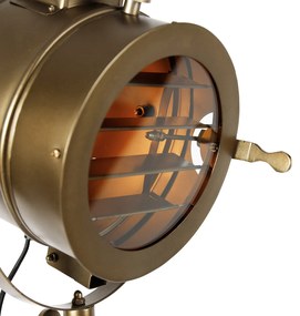 Trojnohá stojaca lampa bronzová s dreveným štúdiovým bodovým svetlom - Radient