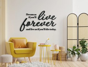 drevko Drevený citát Dream as if you’ll live forever Rozmer obrazu: 47 x 84 cm, Farba dekorácie: Čierna