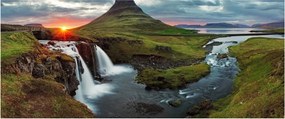 Obraz - Kirkjufell pri západe slnka (120x50 cm)