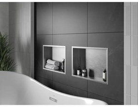 Mexen X-Wall-R, polička na zapustenie na obklad s golierom 45 x 30 cm, oceľová, 1910453010