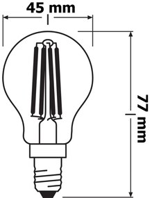 LED žiarovka E14 P45 CL 4W = 40W 470lm 6500K Cold 300° Filament OSRAM STAR