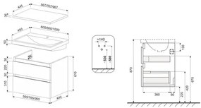 Umývadlo so skrinkou do kúpeľne Jungborn TRENTA 100 cm biela