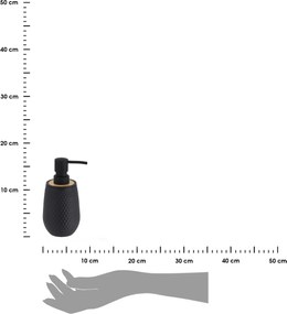 Dávkovač mydla Tova, čierna/s drevenými prvkami, 280 ml