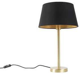 Klasická stolná lampa mosadz s čiernym tienidlom 32 cm - Simplo