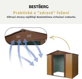 Záhradný domček BestBerg ZDB-2D / 2,5 m² / 194 x 131 x 184 cm / dekor červené drevo / hnedá