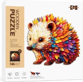 Drevené puzzle Ježko s rámikom - 160 dielikov