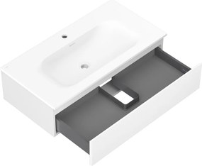Mexen Orio, kúpeľňová skrinka 90 cm s umývadlom Vela, 1 zásuvka, biela matná, 91A10-09023-1-BF01-W23M01