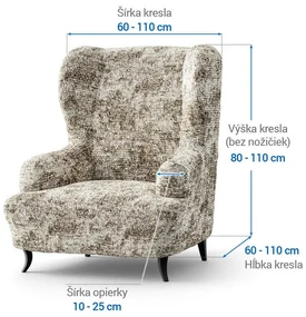 Bielastické poťahy MARMO béžové kreslo ušiak (š. 60 - 110 cm)