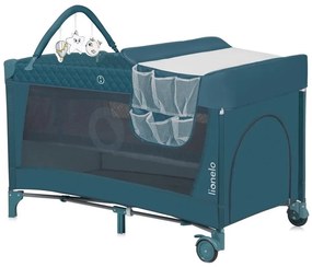 Lionelo - Cestovná postieľka FLOWER zeleno-tyrkysová