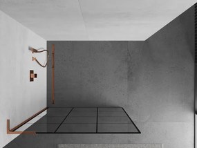 Mexen Kioto L, sprchová zástena Walk-In 100 x 200 cm, 8mm číre sklo čierny vzor, ružové zlato profil, 800-100-103-60-77