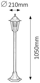 Rabalux 8210 - Vonkajšia lampa VELENCE 1xE27/60W/230V 105 cm