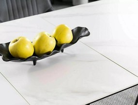 Jedálenský rozkladací stôl Westin 120/160 cm keramika čierny/biely mramor