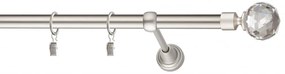 Dekorstudio Chrómová matná jednoradová garniža CRYSTAL 19mm Dĺžka: 160cm, Typ uchytenia: Držiak modern, Typ príslušenstva: Bez príslušenstva