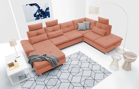 Sedacia súprava Madeira 3A, lososová látka, tvar pravé U