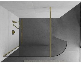 Mexen Kioto, zaoblená sprchová zástena 80 x 200 cm, 8mm číre sklo, zlatý profil, 800-080-101-50-06