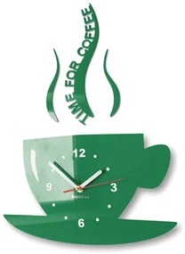 Nástenné hodiny Time for coffee tmavozelená