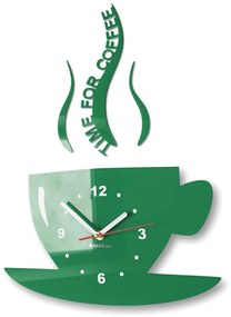 Nástenné hodiny Time for coffee tmavozelená