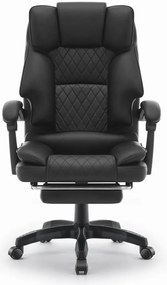 Ergonomická kancelárska stolička HC-1031 z ekokože s podnožkou - čierna