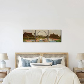 Obraz - Vincent van Gogh, Flower Beds in Holland, reprodukcia (s hodinami) (90x30 cm)