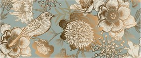 Obraz - Záhrada s vtáčikom (120x50 cm)