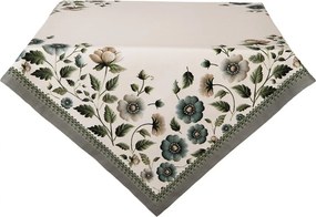 Béžový bavlnený obrus s kvetmi Gently Blooming - 100*100 cm