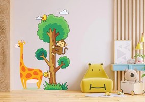 Žirafa a opička - detská nálepka na stenu